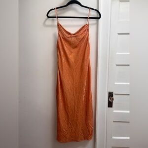 Mata Orange Velvet Slip dress